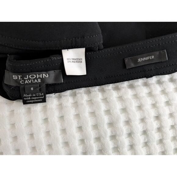 St. John Caviar Black Crepe Marocain Front Slit Ankle Pants in Jennifer Fit - Picture 12 of 16